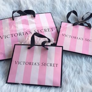 Victoria Secret Pink Black gift bags empty set of 3